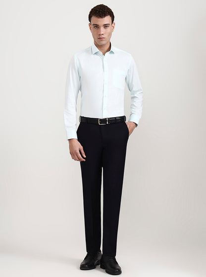 Sky Blue Solid Slim Fit Formal Shirt | Greenfibre