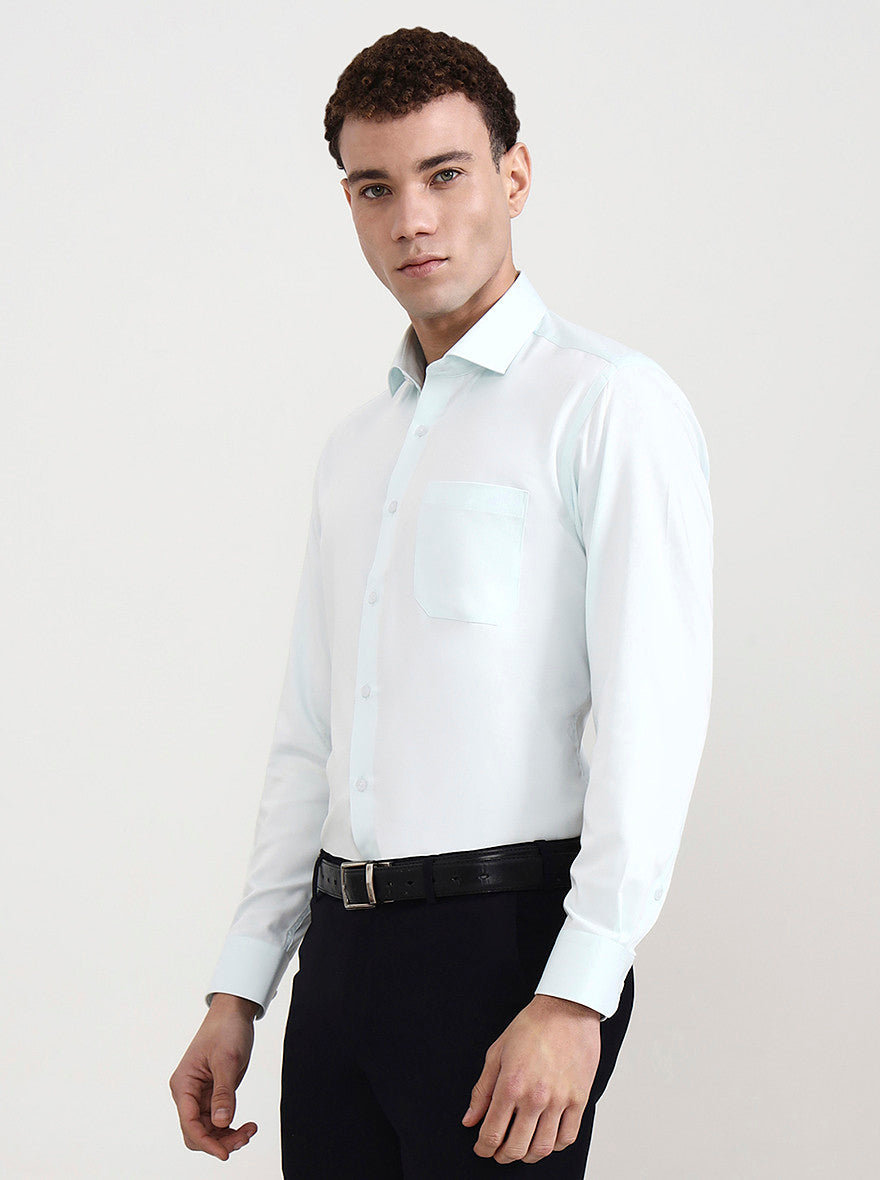 Sky Blue Solid Slim Fit Formal Shirt | Greenfibre
