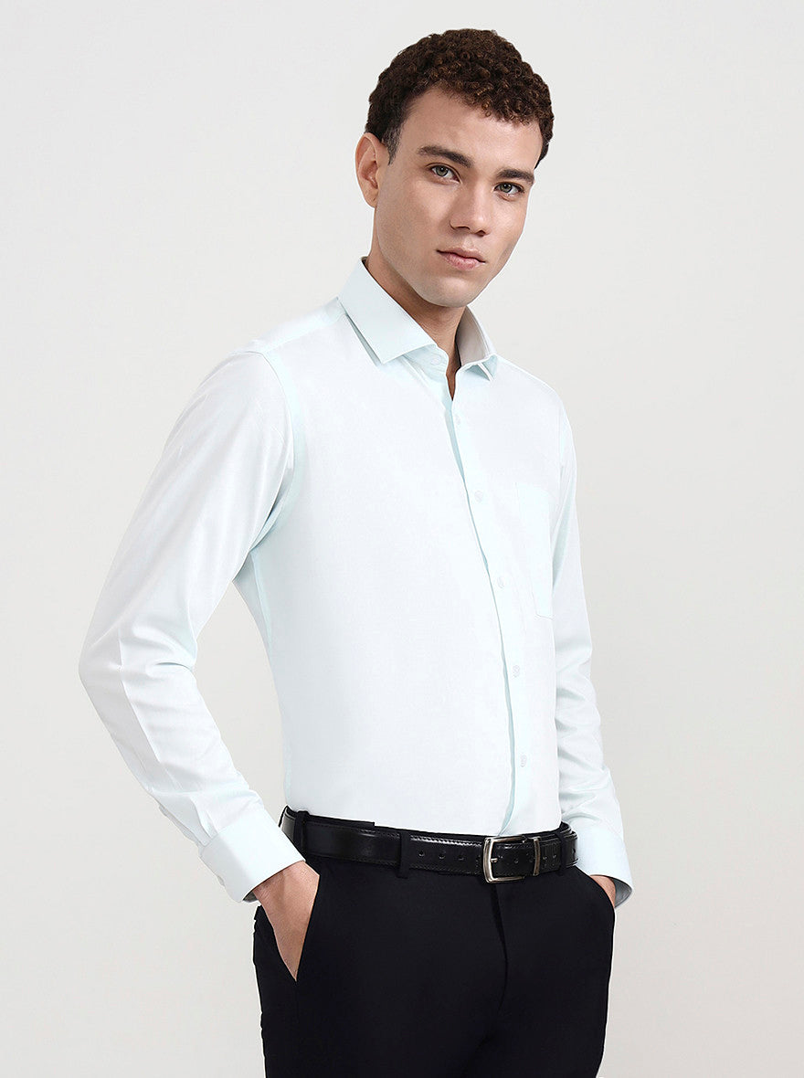 Sky Blue Solid Slim Fit Formal Shirt | Greenfibre