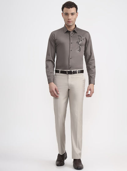 Brown Printed Slim Fit Party Wear Shirt | Wyre