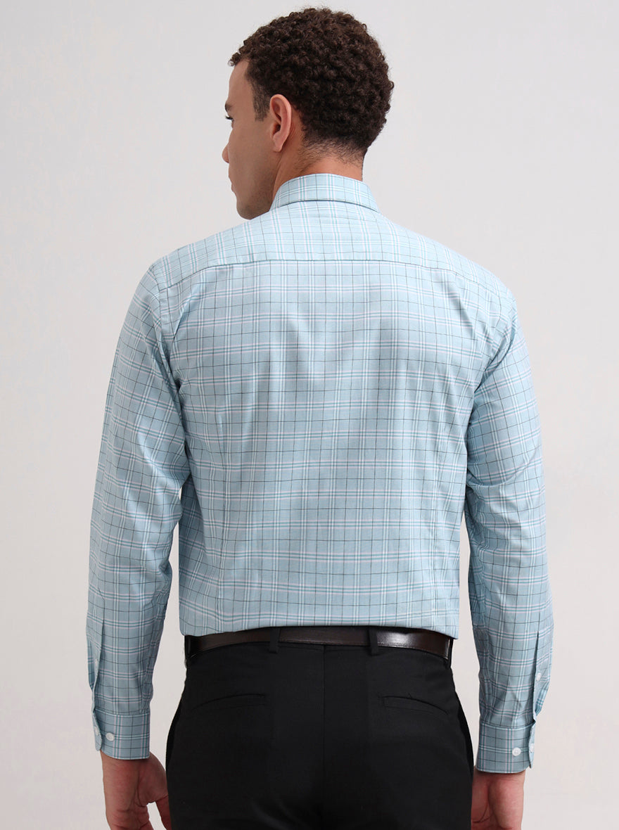Green Checked Slim Fit Formal Shirt | Metal