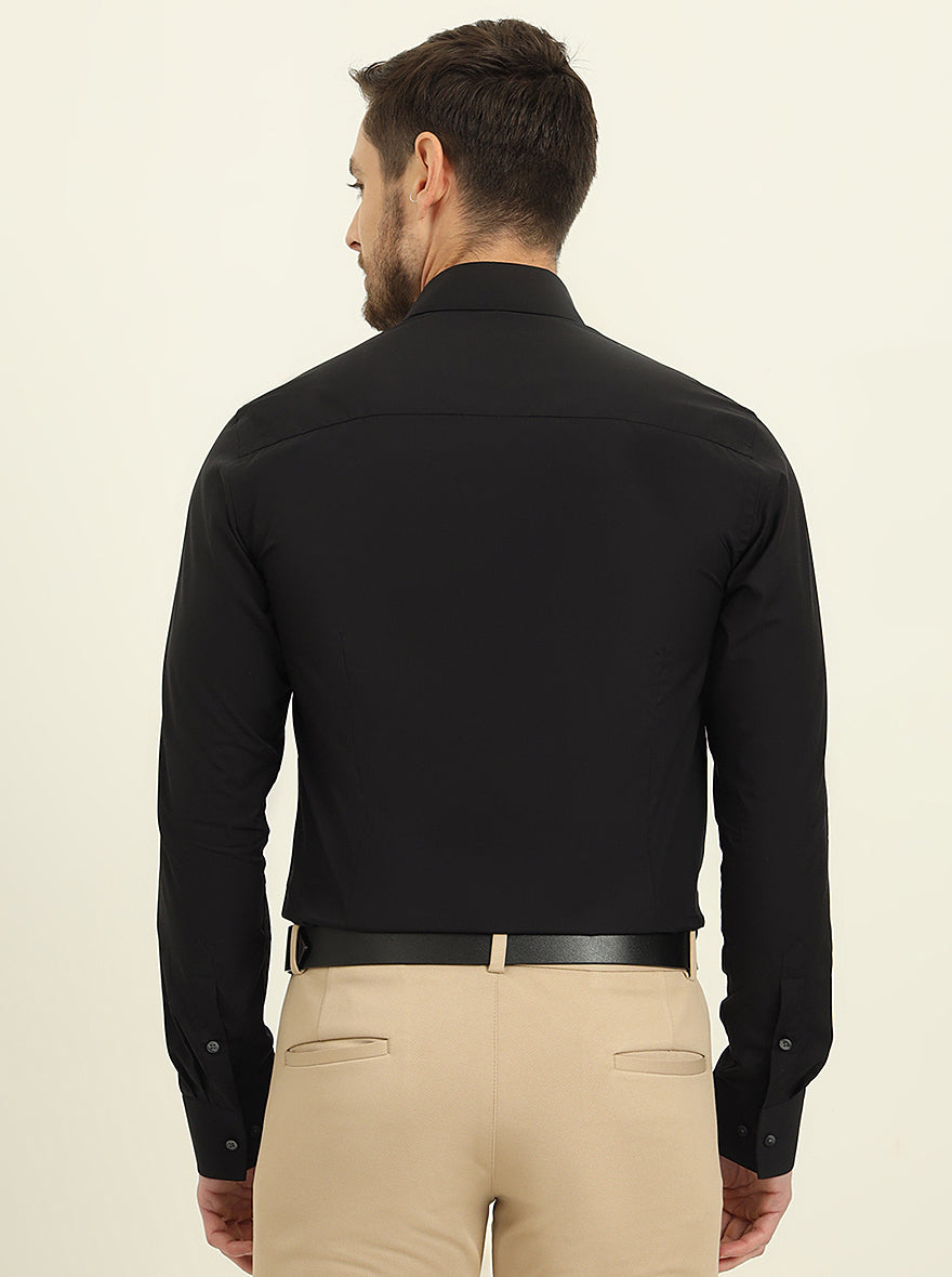 Black Solid Slim Fit Formal Shirt | JadeBlue Youth