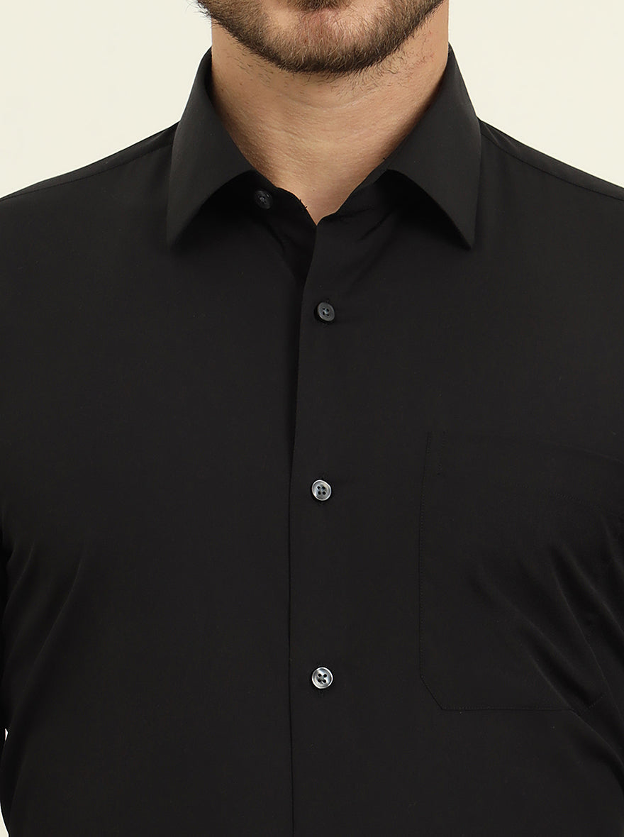 Black Solid Slim Fit Formal Shirt | JadeBlue Youth