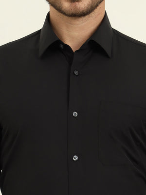 Black Solid Slim Fit Formal Shirt | JadeBlue Youth