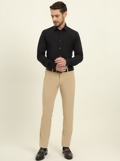 Black Solid Slim Fit Formal Shirt | JadeBlue Youth