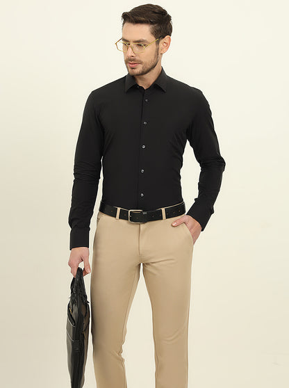 Black Solid Slim Fit Formal Shirt | JadeBlue Youth
