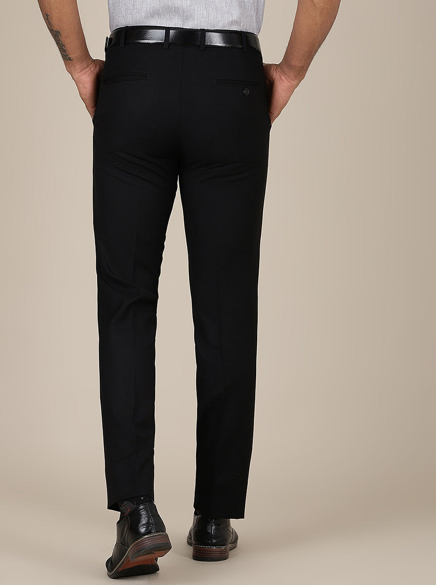 Black Solid Slim Fit Formal Trouser | Metal