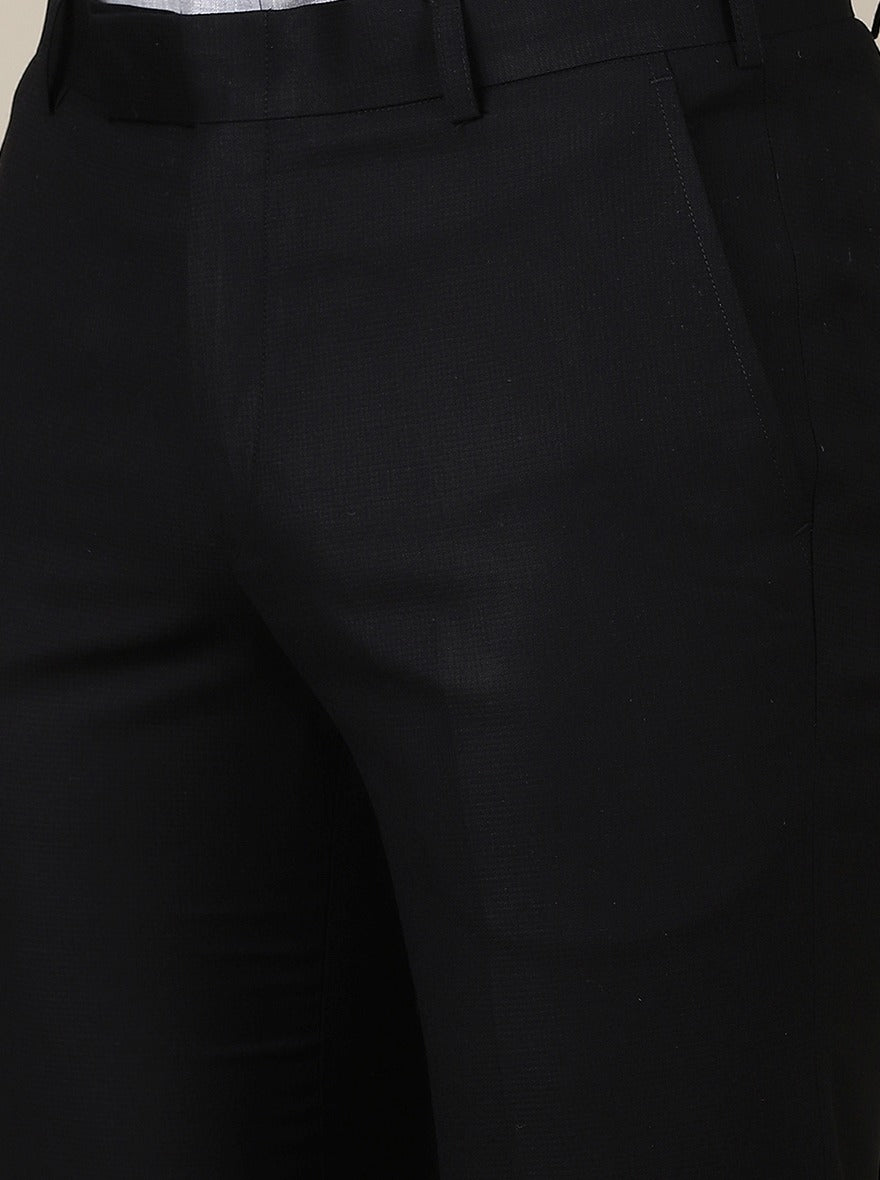 Black Solid Slim Fit Formal Trouser | Metal