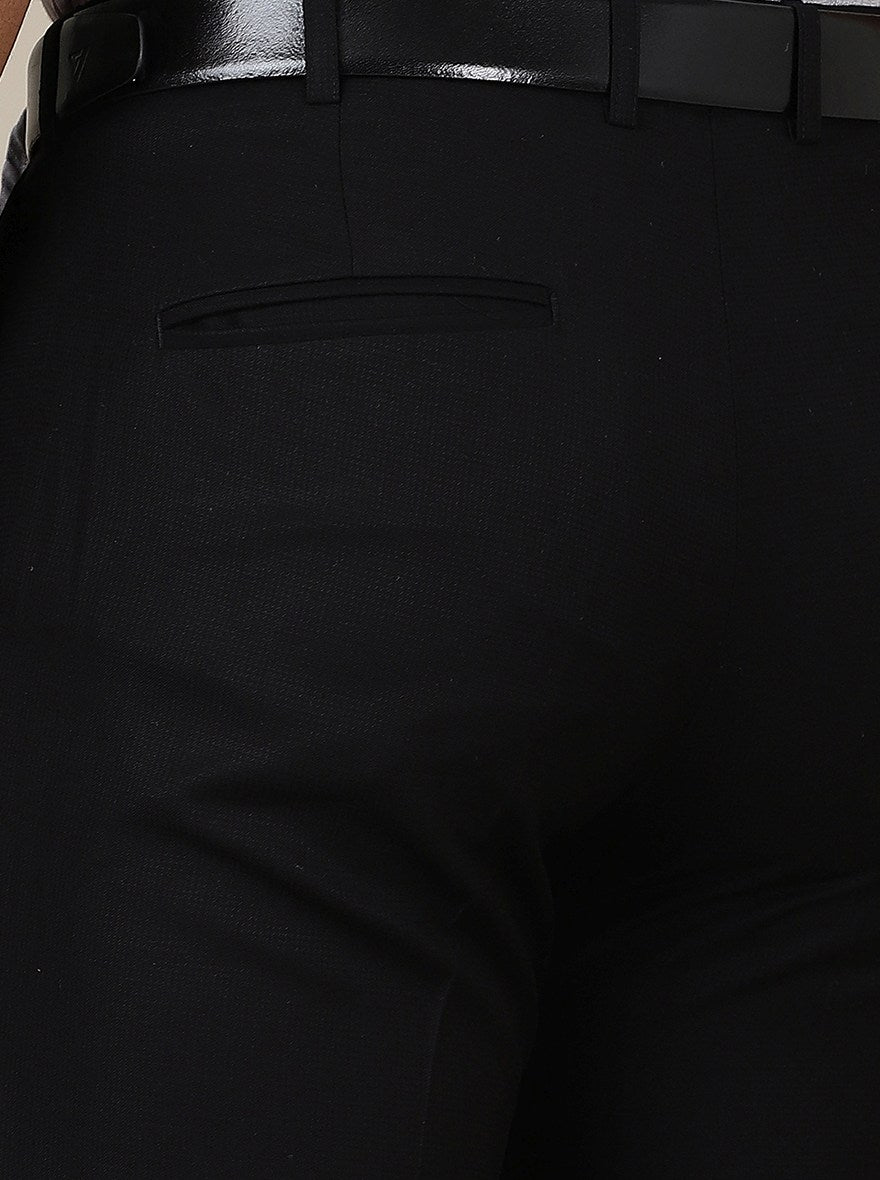 Black Solid Slim Fit Formal Trouser | Metal
