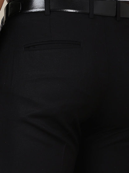 Black Solid Slim Fit Formal Trouser | Metal