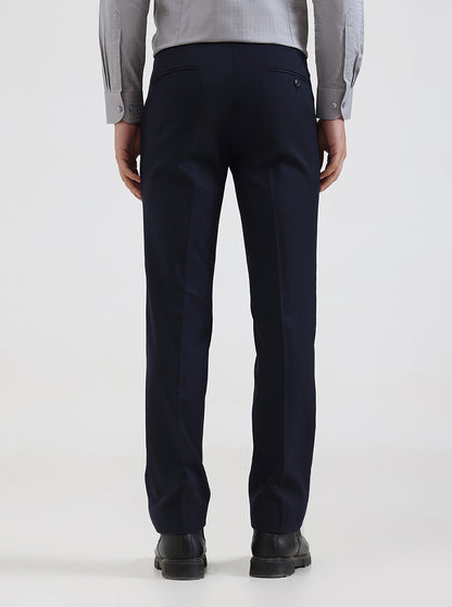 Navy Blue Solid Slim Fit Formal Trouser | JadeBlue Super Luxe