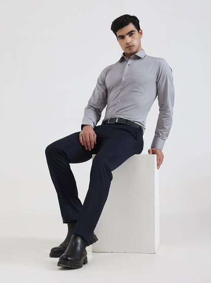 Navy Blue Solid Slim Fit Formal Trouser | JadeBlue Super Luxe
