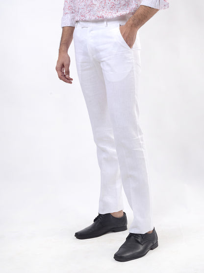 White Solid Slim Fit Formal Trouser | JB Studio