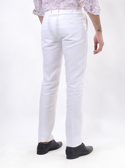 White Solid Slim Fit Formal Trouser | JB Studio