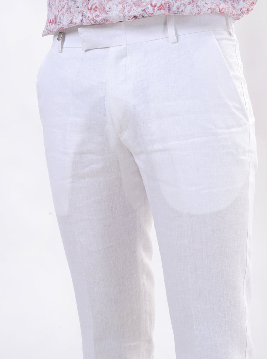 White Solid Slim Fit Formal Trouser | JB Studio