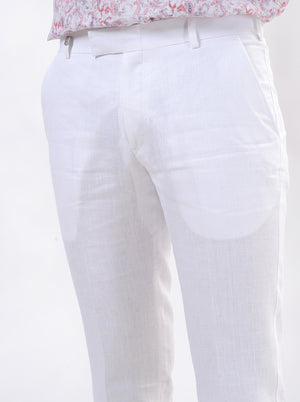 White Solid Slim Fit Formal Trouser | JB Studio