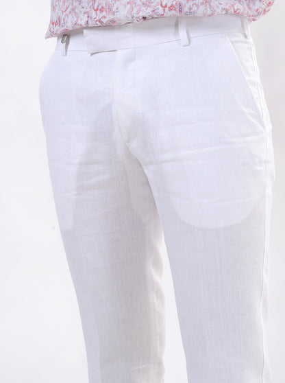 White Solid Slim Fit Formal Trouser | JB Studio