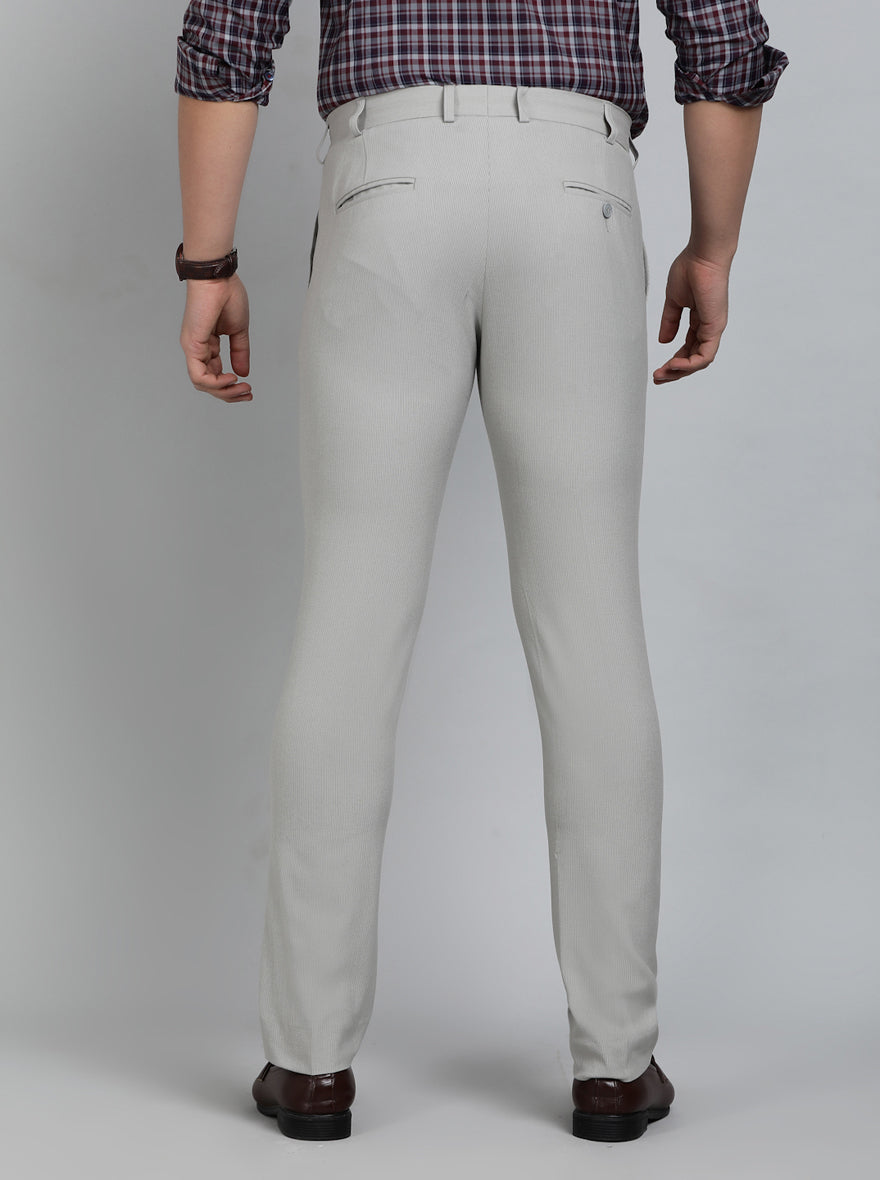 Grey Striped Super Slim Fit Formal Trouser | JadeBlue Youth