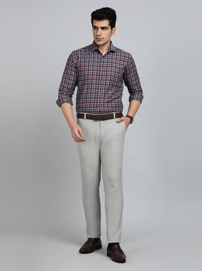 Grey Striped Super Slim Fit Formal Trouser | JadeBlue Youth