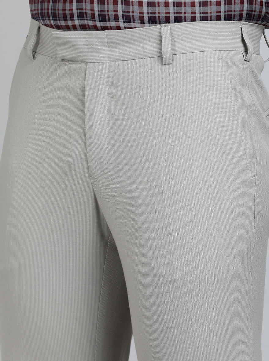 Grey Striped Super Slim Fit Formal Trouser | JadeBlue