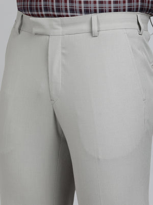 Grey Striped Super Slim Fit Formal Trouser | JadeBlue Youth