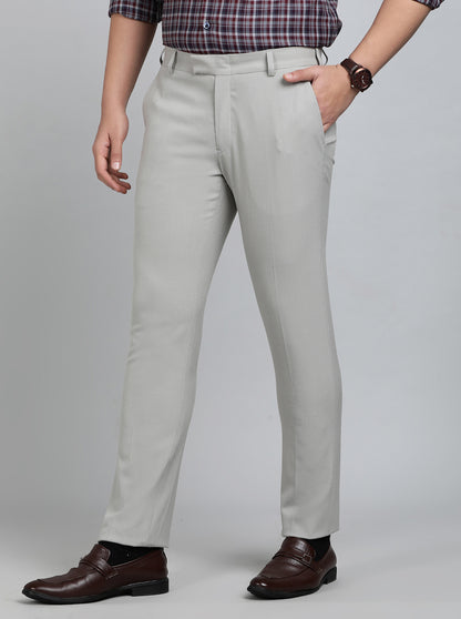 Grey Striped Super Slim Fit Formal Trouser | JadeBlue Youth