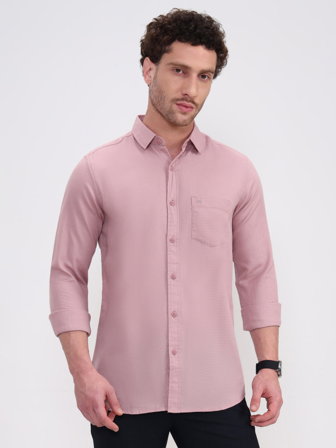 Onion Solid Slim Fit Casual Shirt | JadeBlue