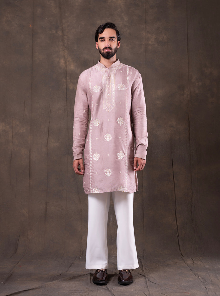 Purple Embroidered  Kurta Pajama | TULA