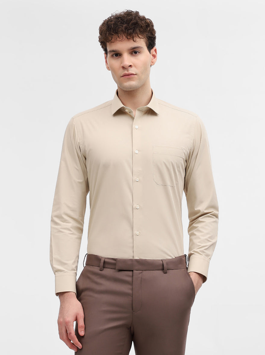 Fawn Solid Slim Fit Formal Shirt | Greenfibre