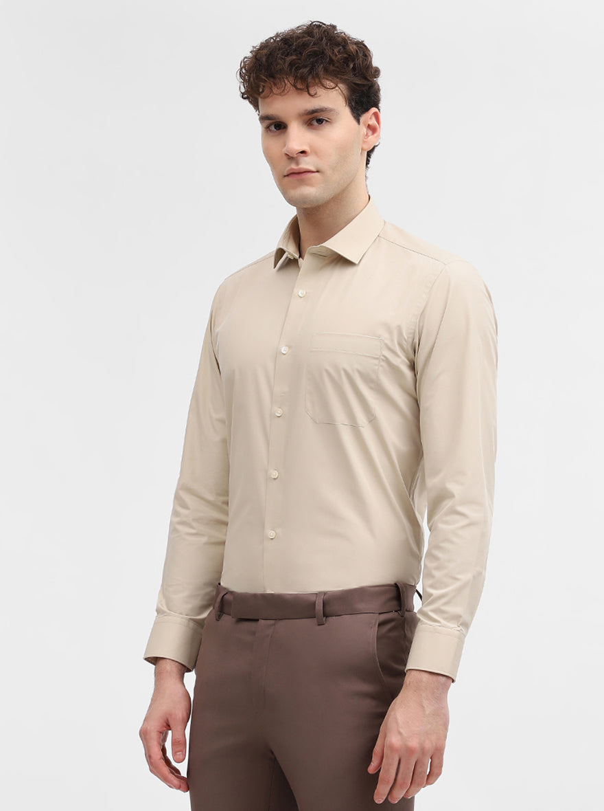 Fawn Solid Slim Fit Formal Shirt | Greenfibre