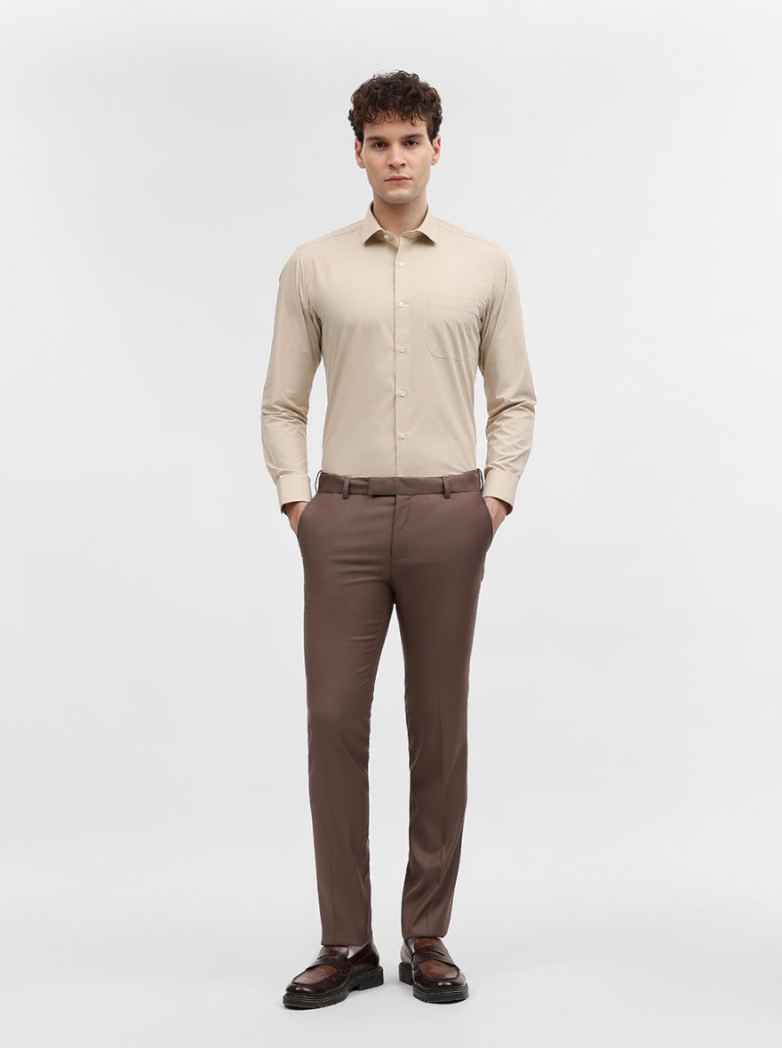 Fawn Solid Slim Fit Formal Shirt | Greenfibre