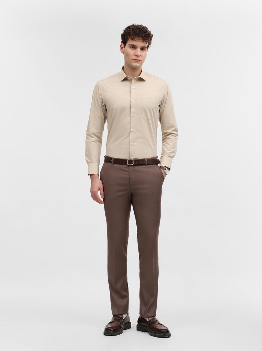 Fawn Solid Slim Fit Formal Shirt | Greenfibre