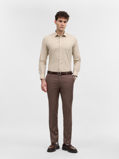 Fawn Solid Slim Fit Formal Shirt | Greenfibre