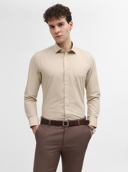 Fawn Solid Slim Fit Formal Shirt | Greenfibre