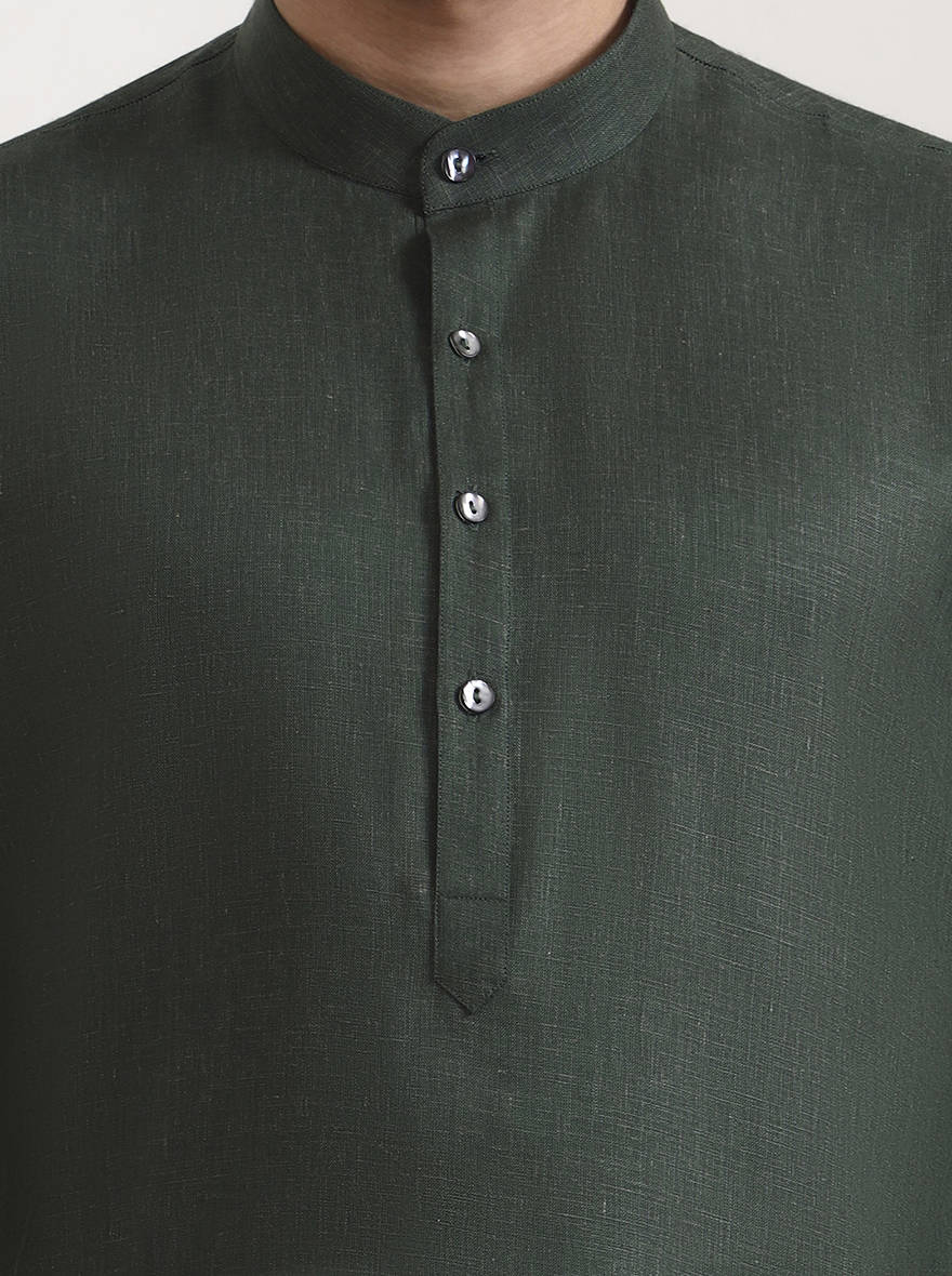 Green Solid Modi Kurta | JadeBlue