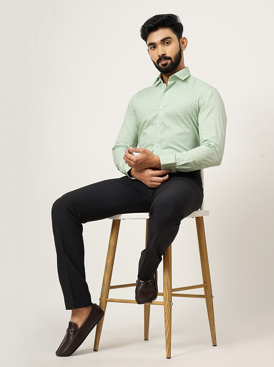Green Checked Slim Fit Formal Shirt | JadeBlue Youth