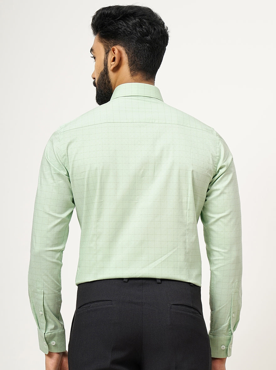 Green Checked Slim Fit Formal Shirt | JadeBlue Youth
