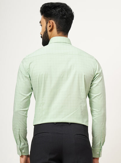 Green Checked Slim Fit Formal Shirt | JadeBlue Youth