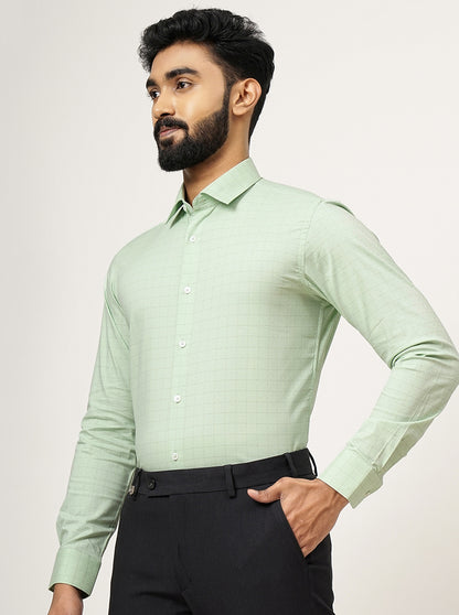 Green Checked Slim Fit Formal Shirt | JadeBlue Youth