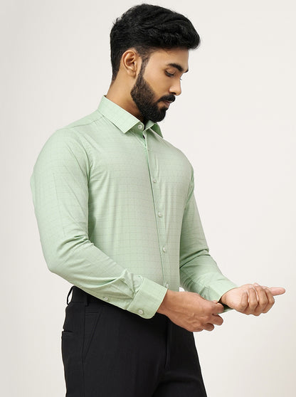 Green Checked Slim Fit Formal Shirt | JadeBlue Youth