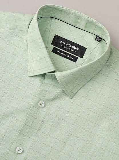 Green Checked Slim Fit Formal Shirt | JadeBlue Youth