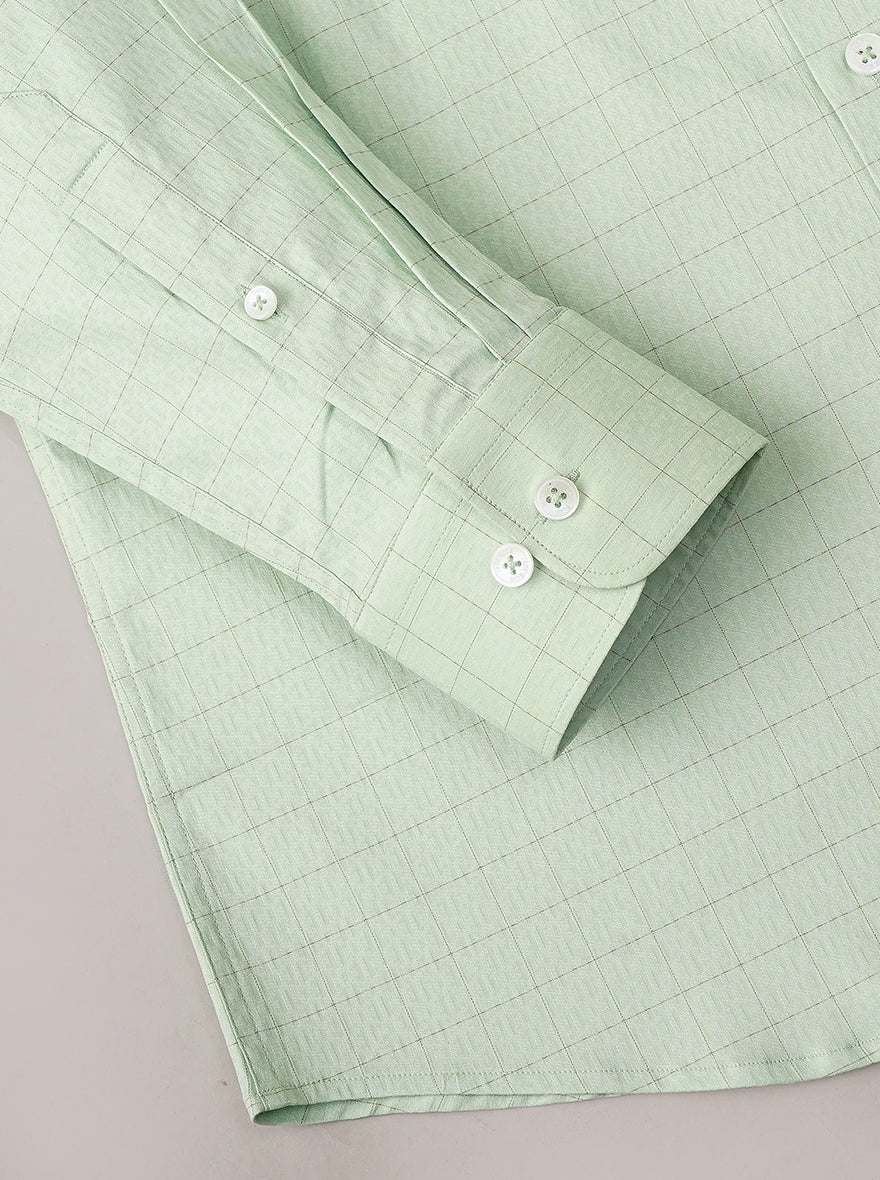 Green Checked Slim Fit Formal Shirt | JadeBlue Youth