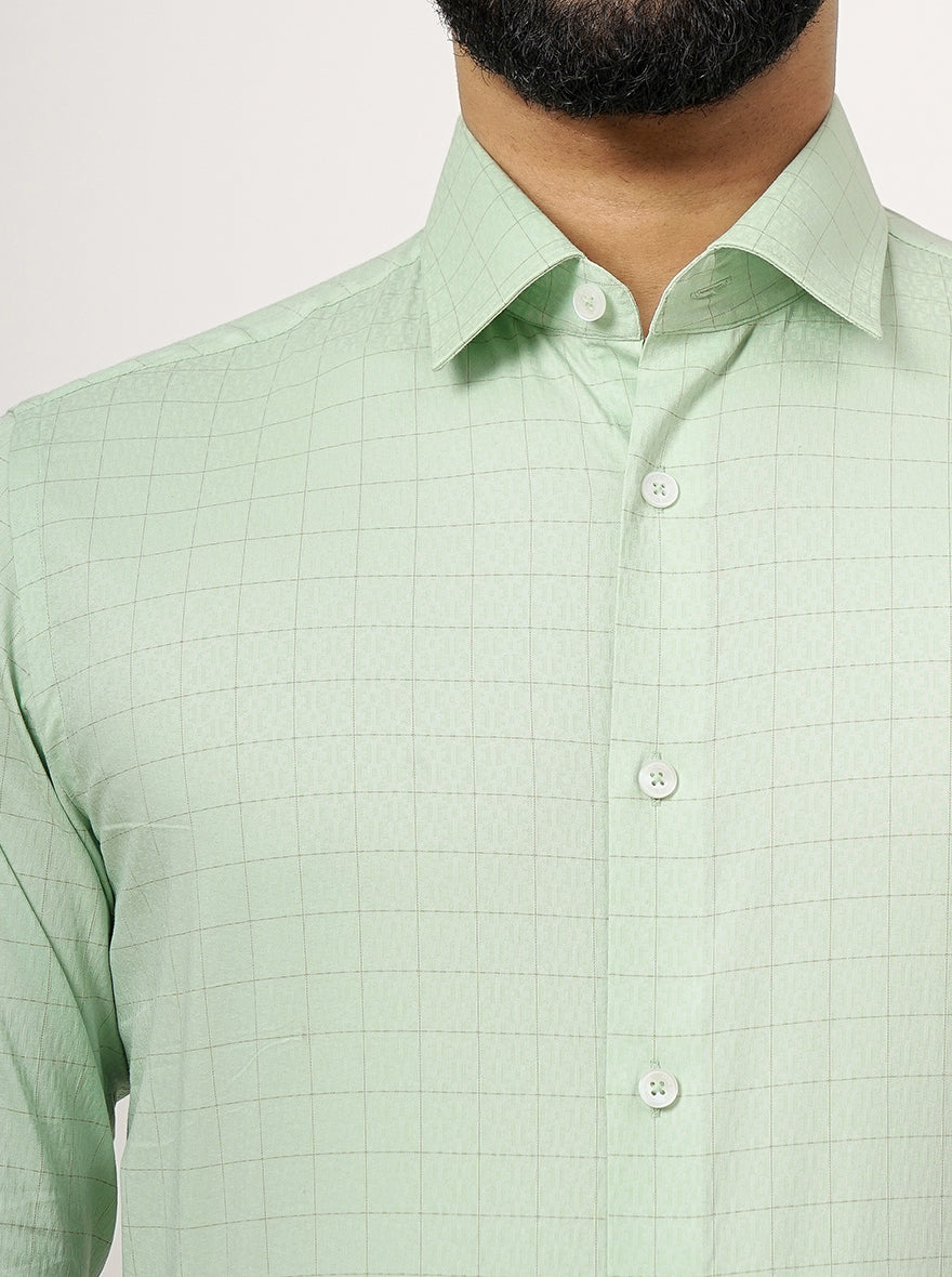 Green Checked Slim Fit Formal Shirt | JadeBlue Youth