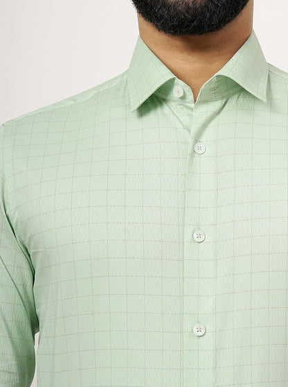 Green Checked Slim Fit Formal Shirt | JadeBlue Youth