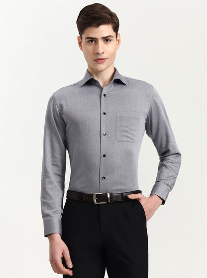 Black Solid Slim Fit Formal Shirt | Metal