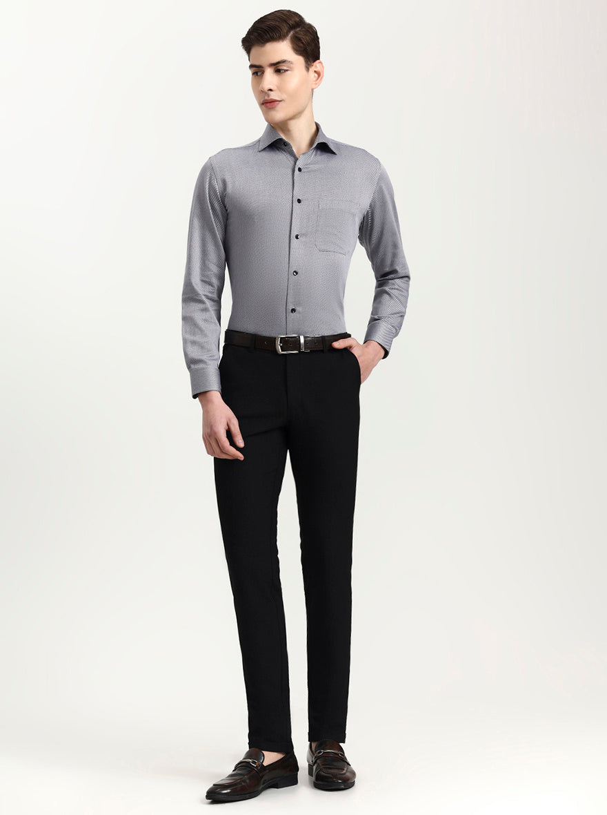 Black Solid Slim Fit Formal Shirt | Metal