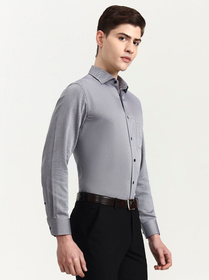 Black Solid Slim Fit Formal Shirt | Metal