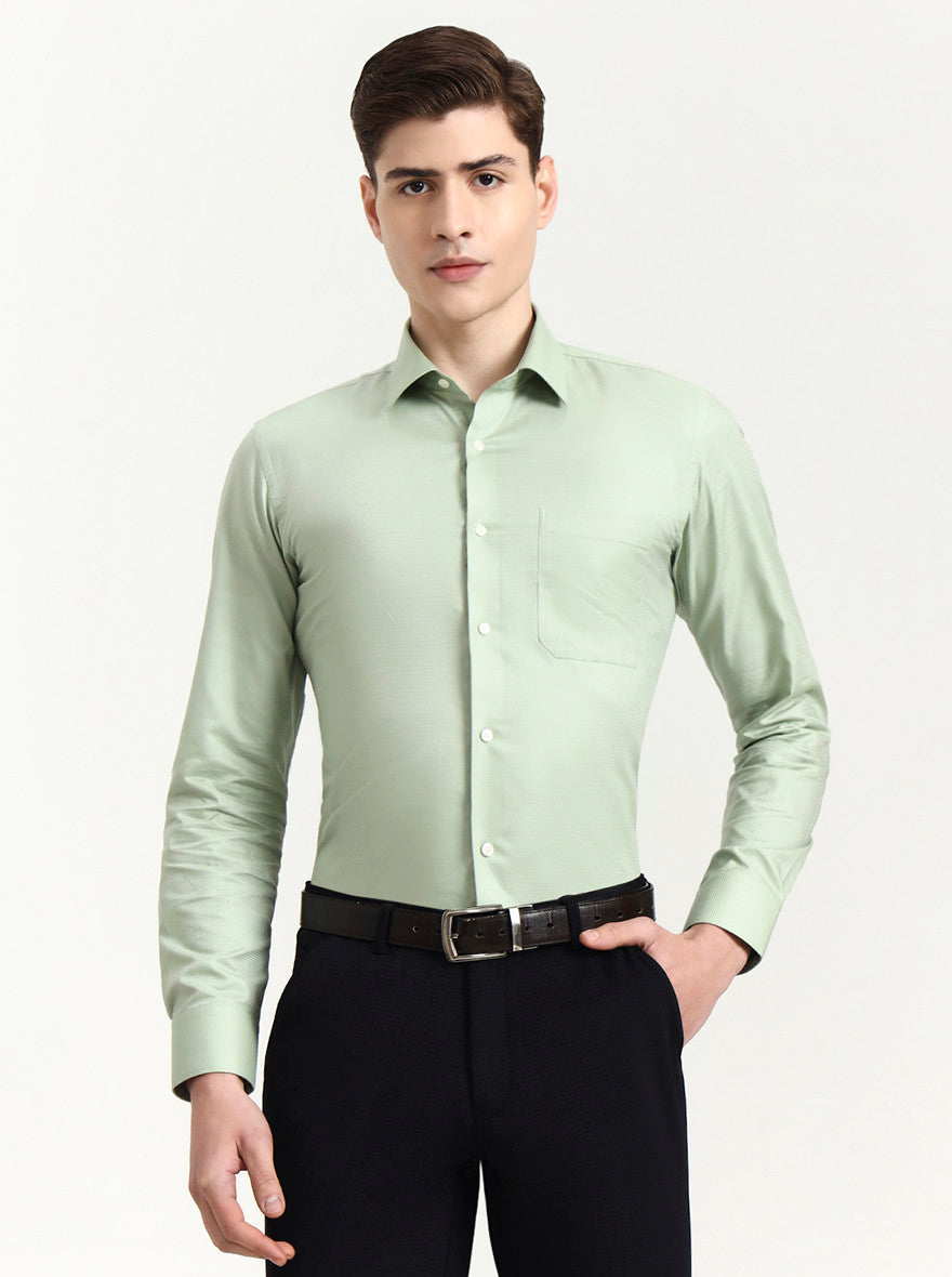 Pista Green Solid Slim Fit Formal Shirt | JadeBlue Youth