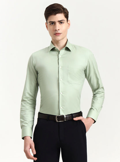 Pista Green Solid Slim Fit Formal Shirt | JadeBlue Youth
