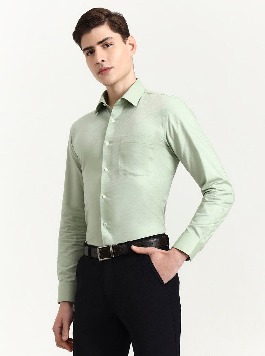 Pista Green Solid Slim Fit Formal Shirt | JadeBlue Youth